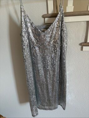 a new day Silver Sequin Slip Mini Dress